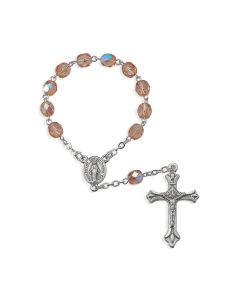 5mm One Decade Pink Aurora Borealis Glass Bead Rosary