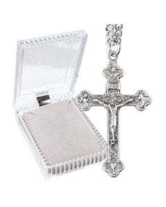 1 1/2" Silver Oxidized Eucharist Crucifix on a 24" chain