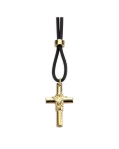 1" Gold Finished Sport Cross on Adjustable Nylon Cord