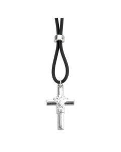 1" Silver Finished Sport Cross on Adjustable Nylon Cord