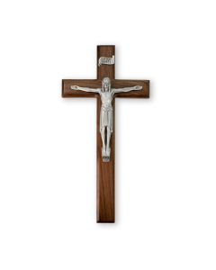 12" Walnut Cross with Fine Pewter Corpus