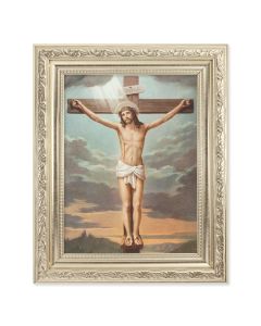 8.25" x 10.25" Silver Ornate Frame with a 6" x 8" Crucifixion Print