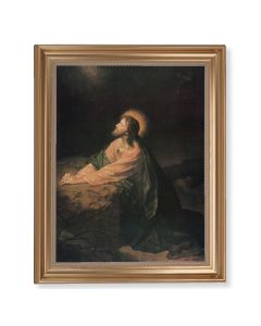 13 1/2" x 16 9/16" Gold Leaf Antique Finished Frame with 11" x 14"  Agony in the Garden Textured Art