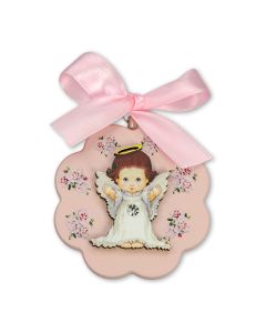 Pink Scalloped Guardian Plaque with Roses