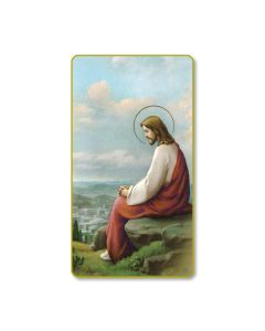 Christ Overlooking Jerusalem Holy Card