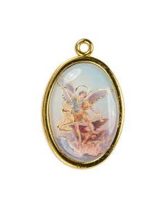 1" Saint Michael Gold Finish Picture Medal