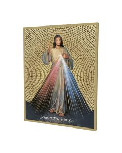 8" x 10" Gold Foil Mosaic Plaque of Divine Mercy