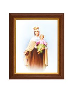 10 1/2" x 12 1/2" Walnut Finish Beveled Frame with 8" x 10" Our Lady of Mt. Carmel Textured Art