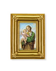 Gold Frame with Fleur de lis Corners and a Saint Joseph Print-P65