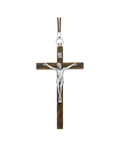 4 1/2" Brown Wooden Crucifix on a 30" Cord