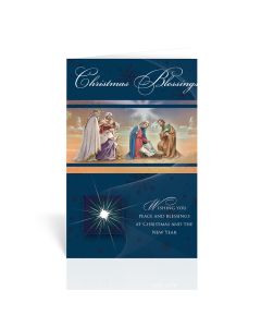 Nativity Christmas Blessings with Magi Christmas Greeting Cards