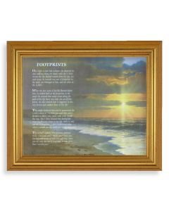 10" x 12" Gold Leaf Finish Beveled Frame with 8" x 10" FootprintsTextured Art