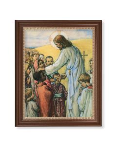 13 1/2" x 16 9/16" Walnut Finished Frame with 11" x 14" Lord of All Nations Textured Art