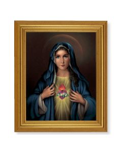 10" x 12" Gold Leaf Finish Beveled Frame with 8" x 10" Immaculate Heart of Mary Textured Art