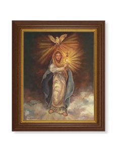 10 1/2" x 12 1/2" Walnut Finish Beveled Frame with 8" x 10" Mary with Monstrance Textured Art