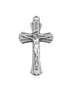 1 3/4" Antiqued Silver Oxidized Ribbed Flared Tip Crucifix