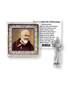 Saint Pio Pocket Statue with Holy Card in a Clear Pouch-P65