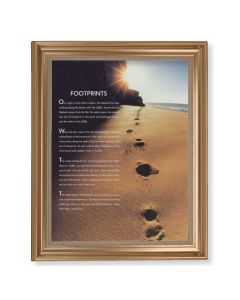 13 1/2" x 16 9/16" Gold Leaf Antique Finished Frame with 11" x 14"  Footprints Textured Art