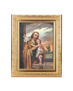 8 1/4" x 10 1/4" Gold Ornate Frame with a 6" x 8" Saint Joseph Print