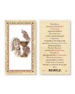 Communion Girl - Popular Prayer Laminated Holy Card. Inc. of 25