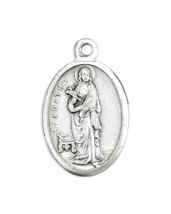 1" Oval Antiqued Silver Oxidized Saint Agatha Medal