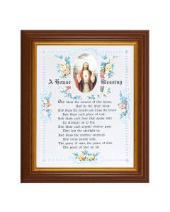 10 1/2" x 12 1/2" Walnut Finish Beveled Frame with 8" x 10" House Blessing - Sacred Heart of Jesus Textured Art