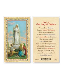 Prayer to Our Lady of Fatima Laminated Holy Card. Inc. of 25