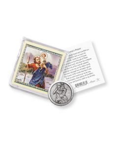 Saint Christopher Pocket Coin with a Holy Card in a Clear Pouch-P65