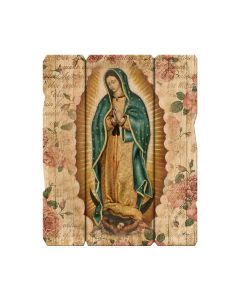 11 1/4" x 14" Our Lady of Guadalupe Large Vintage Wooden Plaque