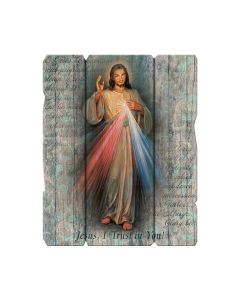 11 1/4" x 14" Divine Mercy Large Vintage Wooden Plaque
