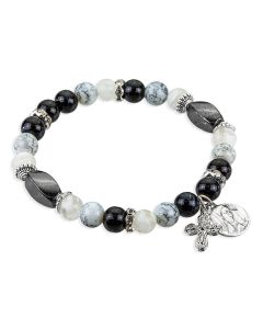 Multi Color Blessed Beads Bracelet with Sorrowful Mother Medal