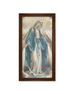 24" x 44" Walnut Finished Beveled Frame with a Our Lady of Grace Textured Art