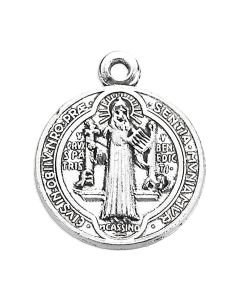 3/4" St. Benedict Jubilee Medal in Antiqued Silver Finish