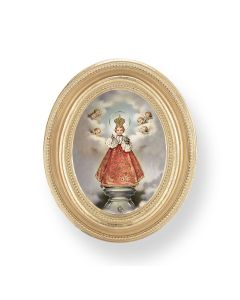 3 1/2" x 4 1/2" Gold Oval Frame with an Infant of Prague Print-P65