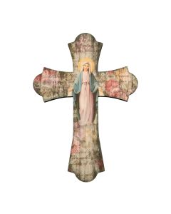 Our Lady of Grace 12" Laser Cut Wood Vintage Cross