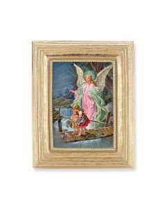 3 3/4" x 4 1/2" Gold Frame with a Guardian Angel Print-P65