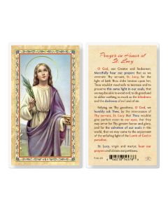 Prayer in Honor of St Lucy Laminated Holy Card. Inc. of 25