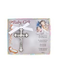 White Cloverleaf Baby Crucifix