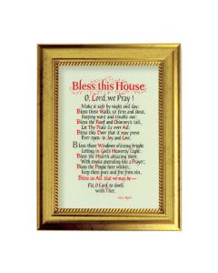 6 3/4" X 8 3/4" Gold Leaf Finish Frame with 5" X 7" Bless This House Textured Art