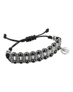 Miraculous Medal Blessed Bead Bracelet with Hematite Border