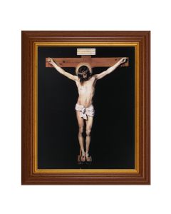10 1/2" x 12 1/2" Walnut Finish Beveled Frame with 8" x 10" Crucifixion Textured Art