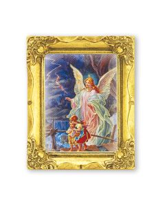 3" x 2" Antique Gold Frame with Guardian Angel Print-P65