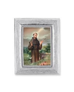 3 3/4" x 4 1/2" Silver Frame with a Saint Francis Print-P65