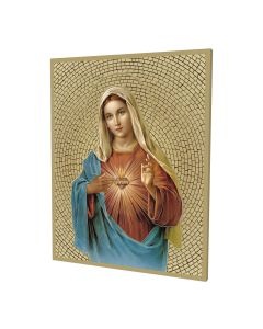 8" x 10" Gold Foil Mosaic Plaque of Immaculate Heart of Mary