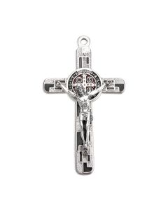 3" Silver with Black St. Benedict Medal Crucifix