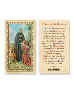 St Gerard - Motherhood Prayer Laminated Holy Card. Inc. of 25