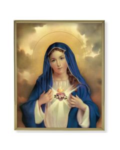 8" x 10" Gold Plaque Frame with an Immaculate Heart of Mary Print