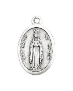 1" Oval Antiqued Silver Oxidized Our Lady of Knock Medal