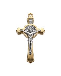 3" Gold Finish Saint Benedict Crucifix