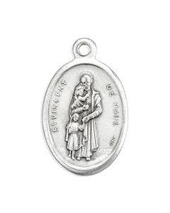 1" Oval Antiqued Silver Oxidized Saint Vincent De Paul Medal